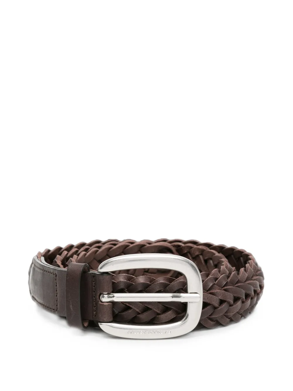 Golden Goose Houston woven leather belt Bruin