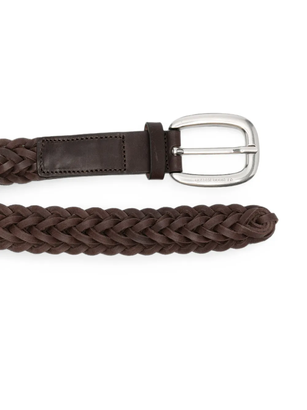Golden Goose Houston woven leather belt Bruin