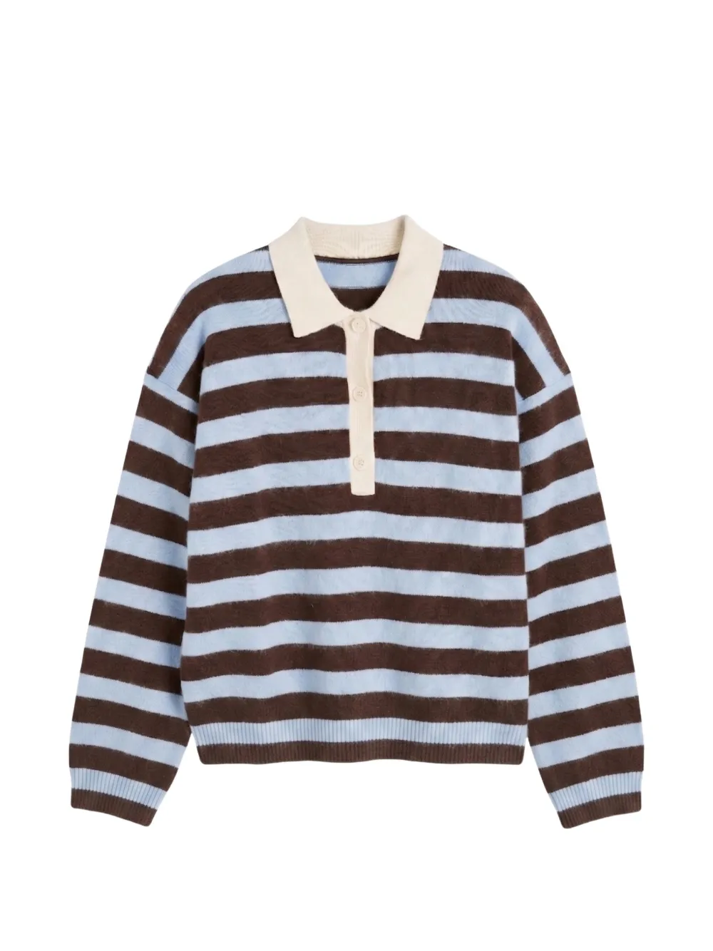 Chinti & Parker striped merino-wool polo top
