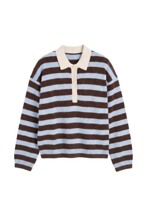 Chinti & Parker striped merino-wool polo top