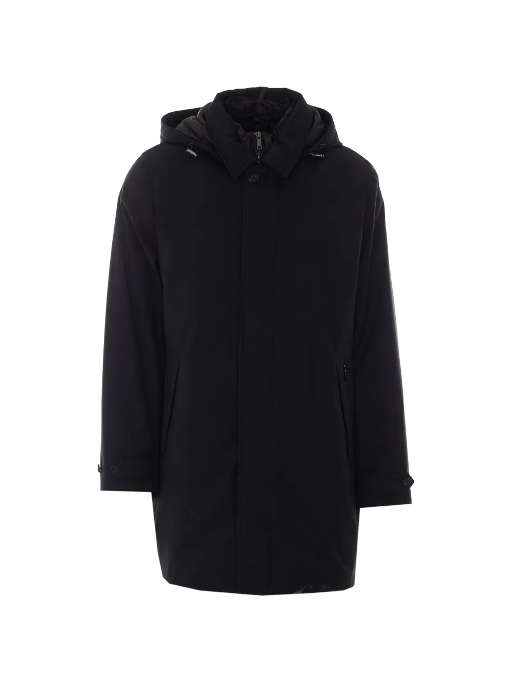 Add Hooded Concealed-fastening Parka In Black