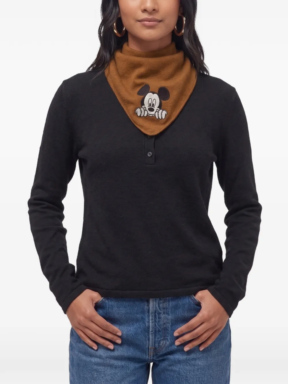 Chinti & Parker Mickey Mouse embroidered bandana scarf Bruin