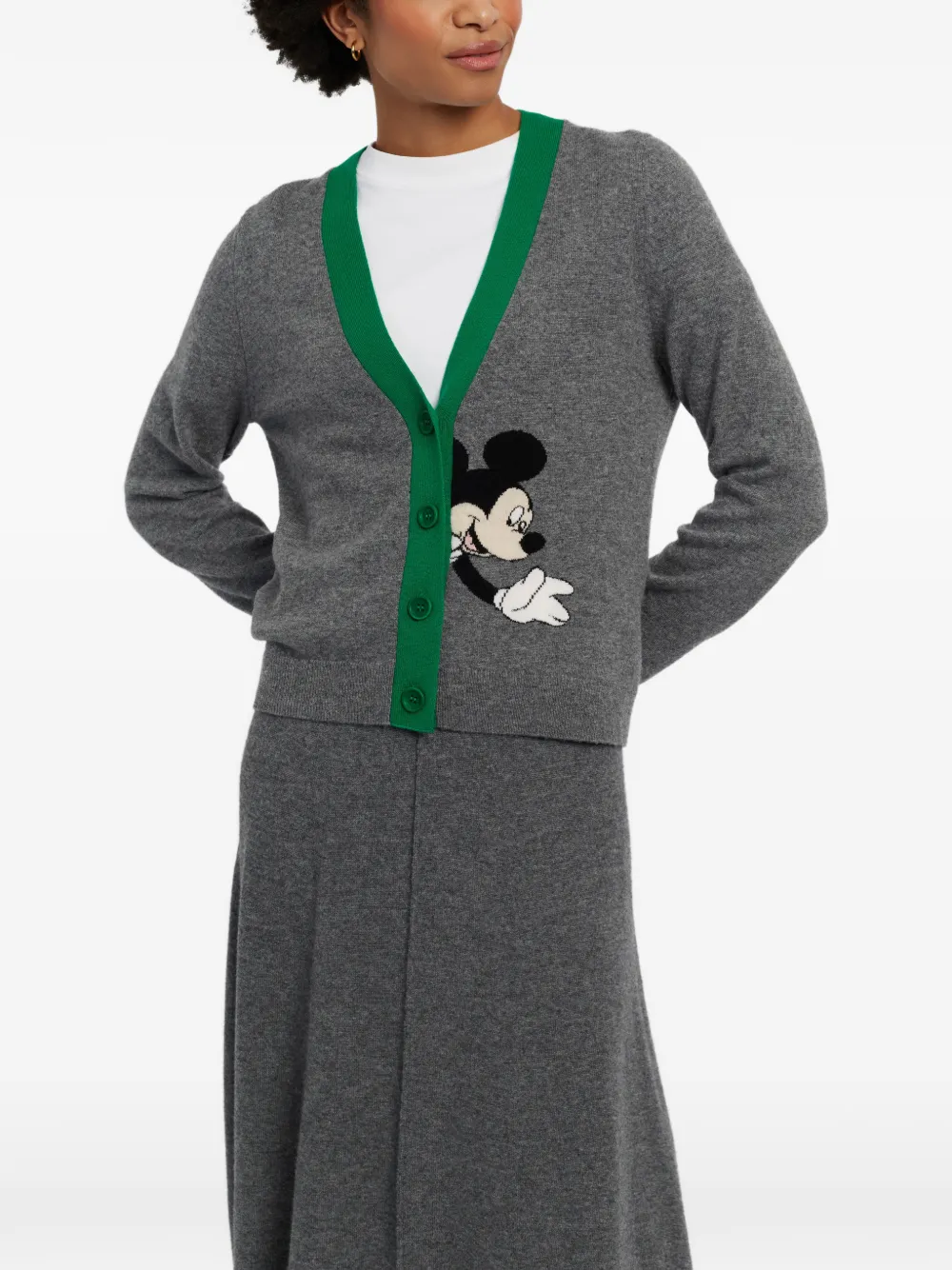 Chinti & Parker Mickey Mouse intarsia-knit cardigan Grijs