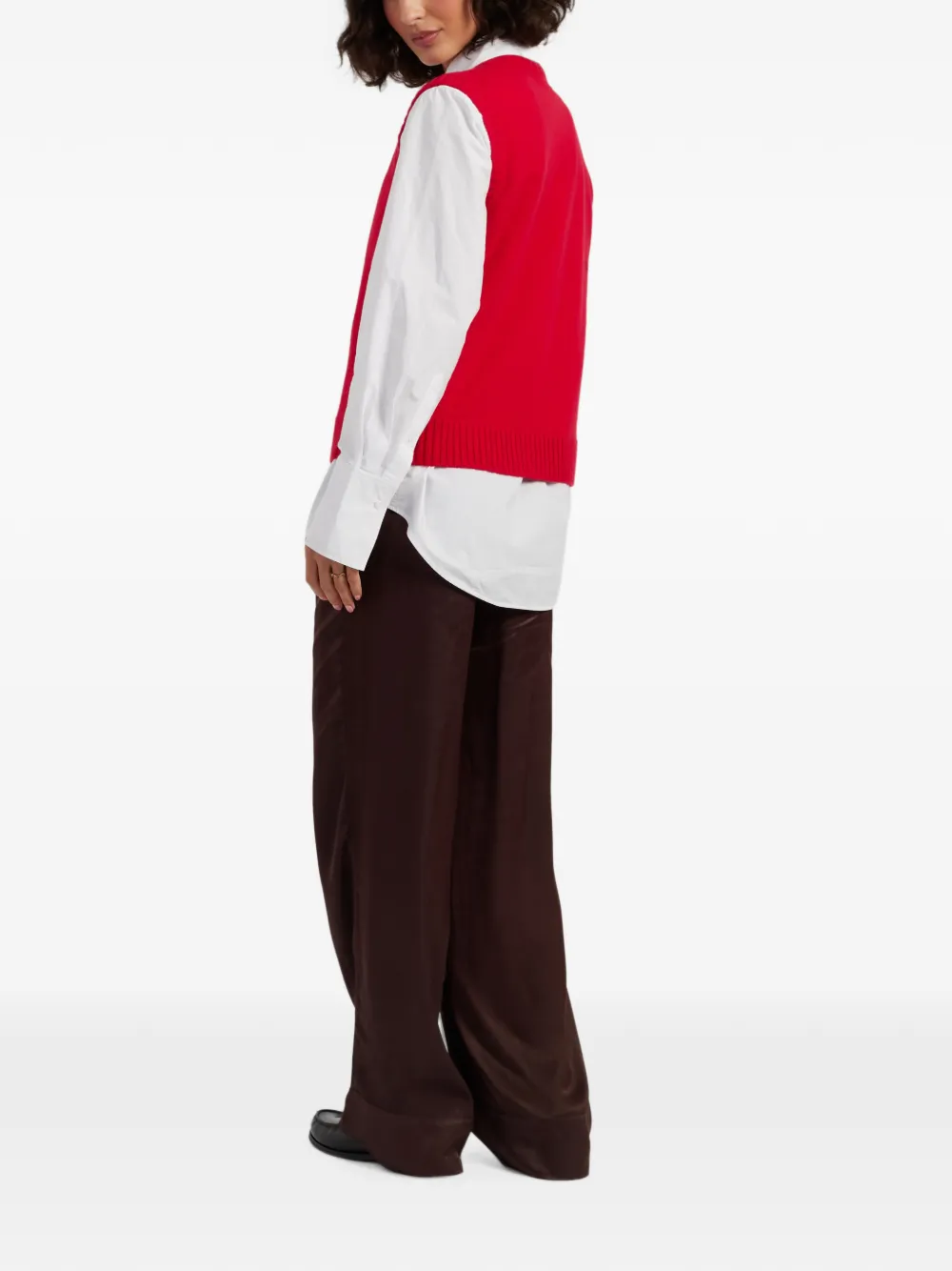 Chinti & Parker Mickey Mouse intarsia-knit sleeveless cardigan Rood