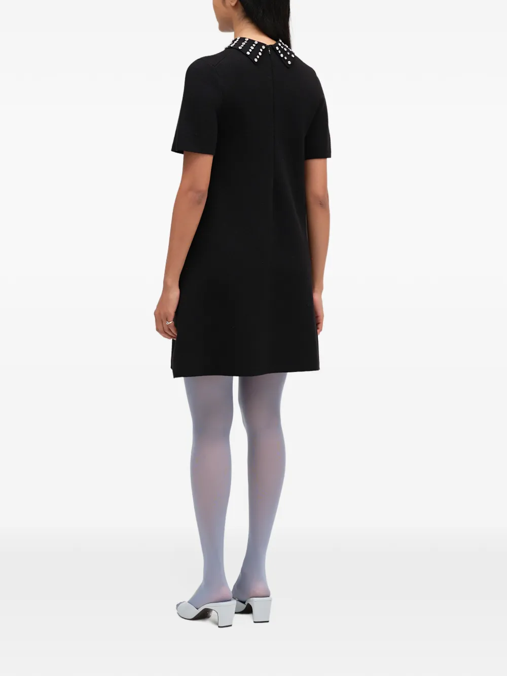 Chinti & Parker Mini-jurk met kraag verfraaid met juwelen Zwart