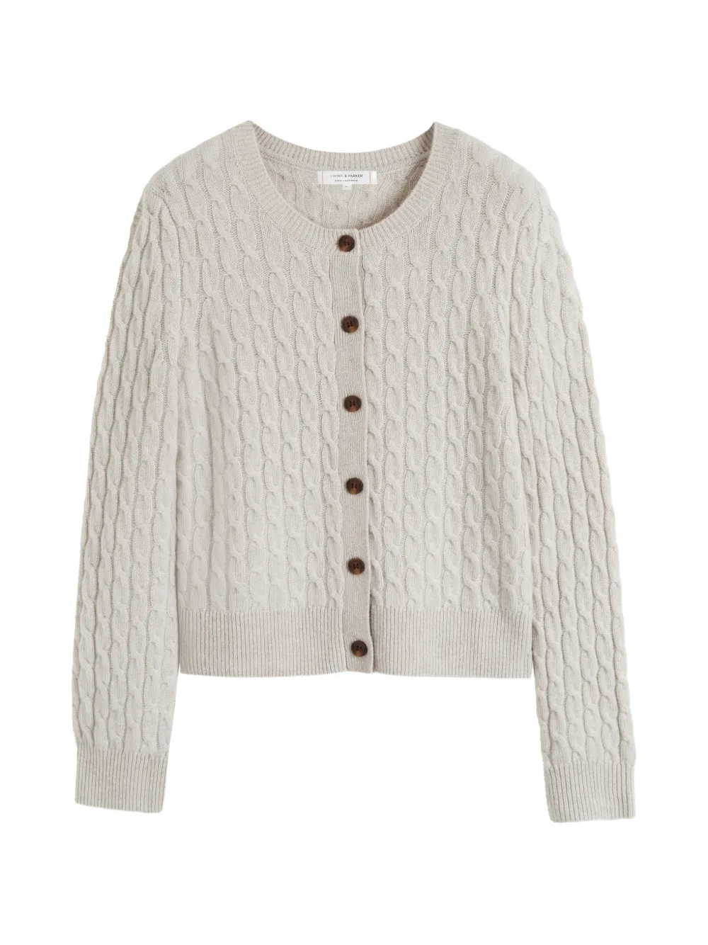 Chinti & Parker Cable-knit Cashmere Cardigan In Neutral