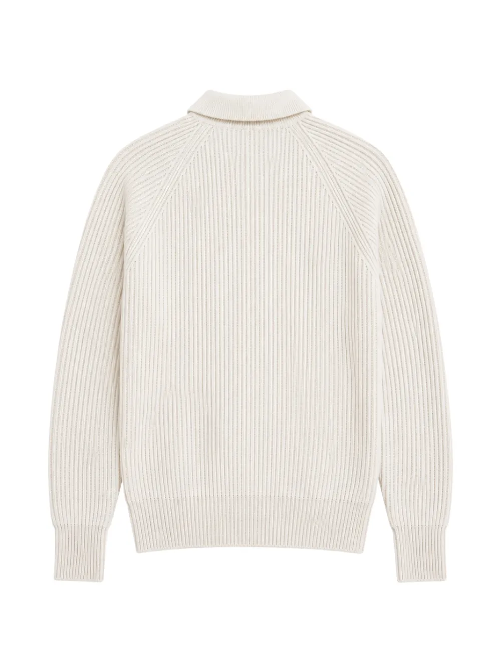 Brunello Cucinelli ribbed-knit long-sleeve polo shirt Beige