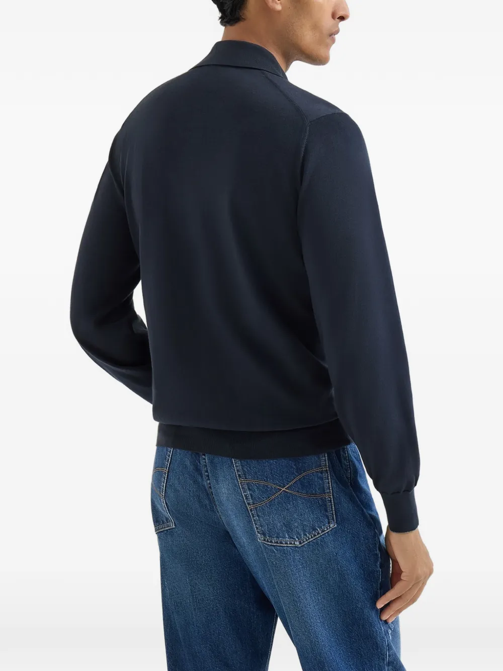Brunello Cucinelli Poloshirt met lange mouwen Blauw