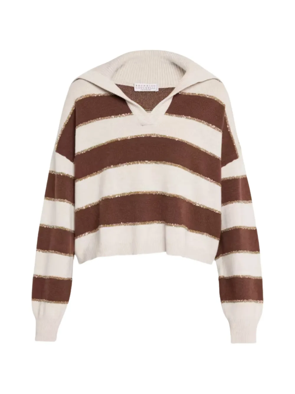 Brunello Cucinelli sequin-embellished striped sweater - Toni neutri