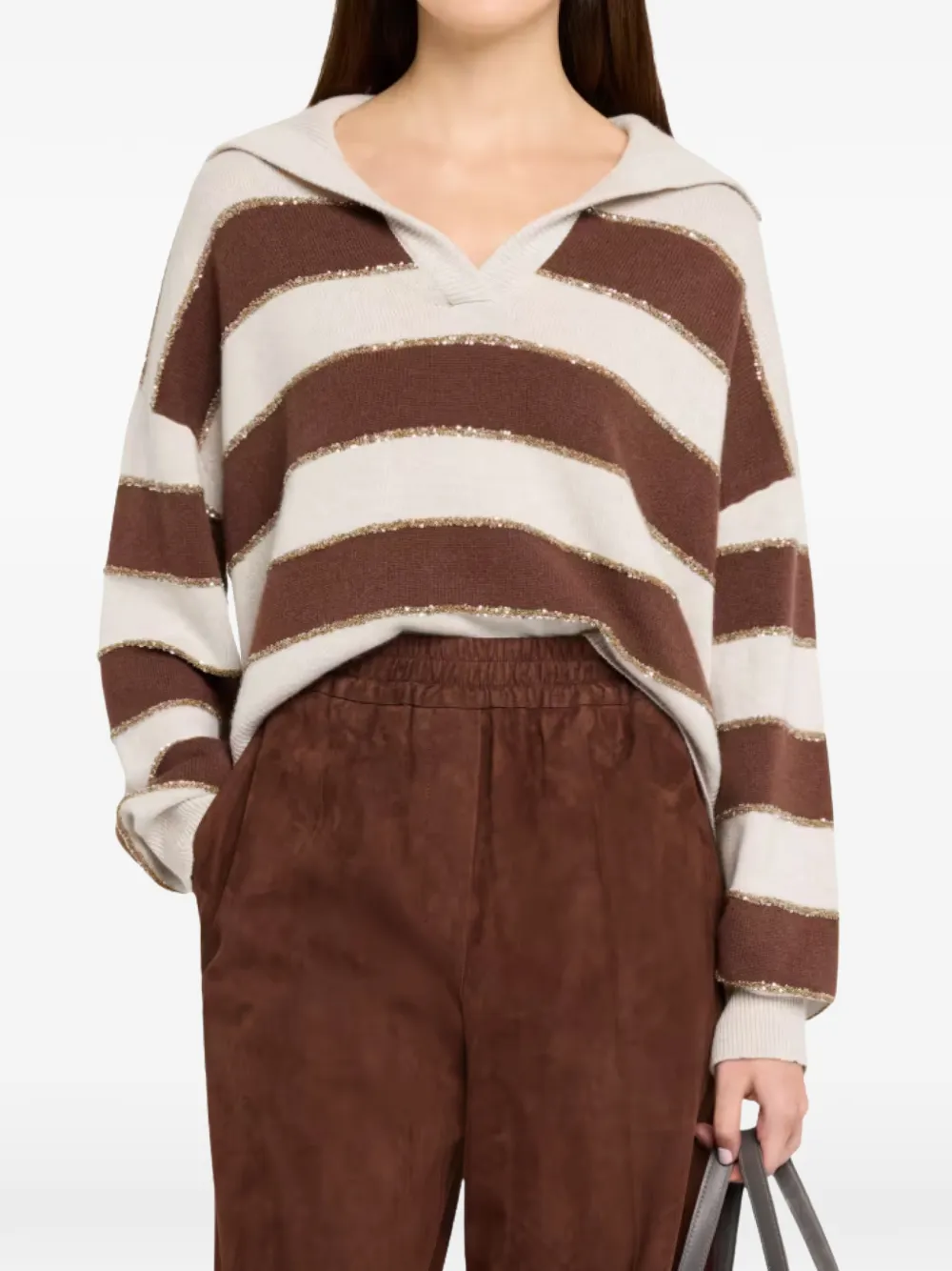 Brunello Cucinelli Trui verfraaid met pailletten Beige