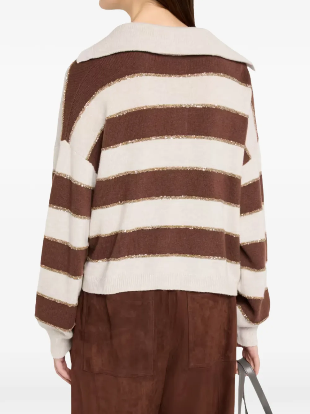 Brunello Cucinelli Trui verfraaid met pailletten Beige