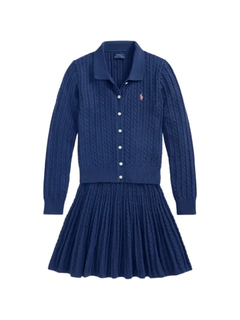 POLO RALPH LAUREN KIDS cotton polo cardigan & skirt set