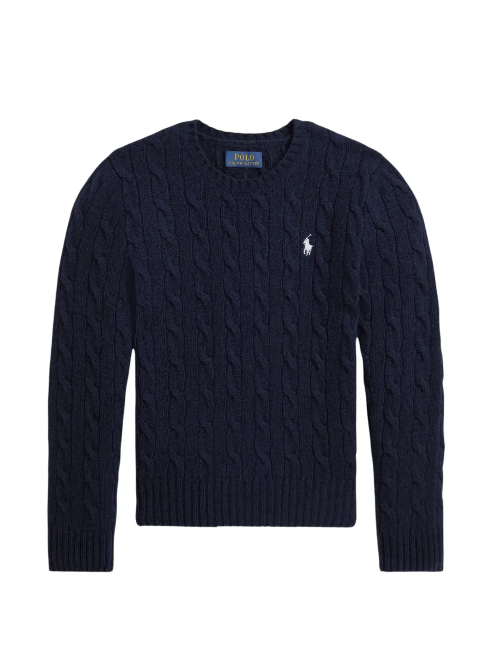 POLO RALPH LAUREN KIDS cable-knit embroidered-logo sweater - Blu