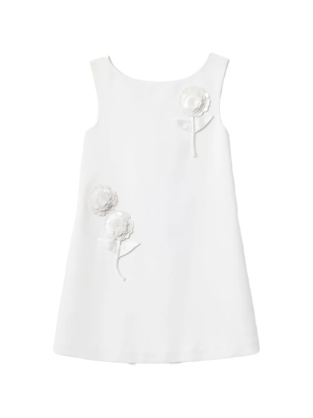 Self-Portrait Kids sequin-flower bow-detail mini dress - Bianco