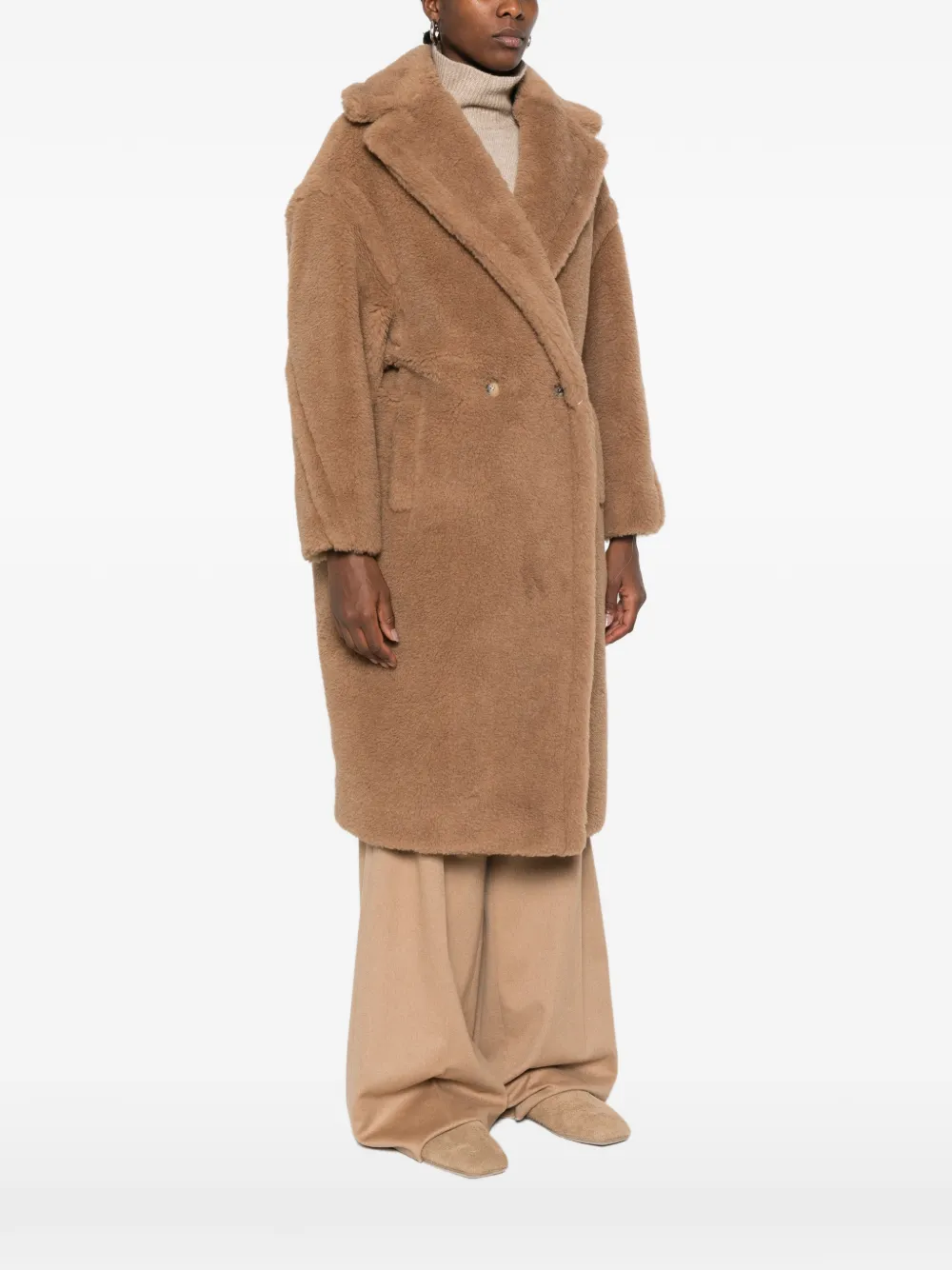 Max Mara Mantel met dubbele rij knopen Bruin
