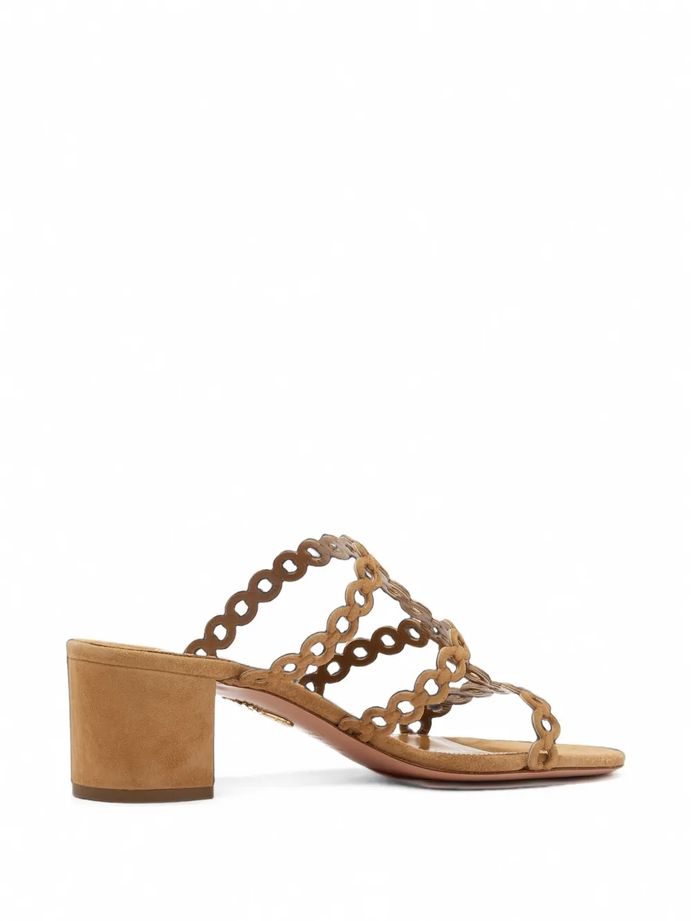 Aquazzura intertwined-strap suede mules Beige