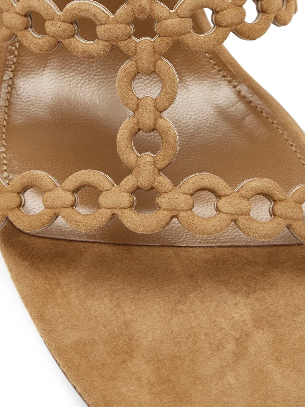 Aquazzura intertwined-strap suede mules Beige