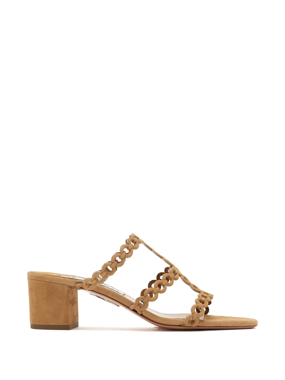 Aquazzura intertwined-strap suede mules Beige