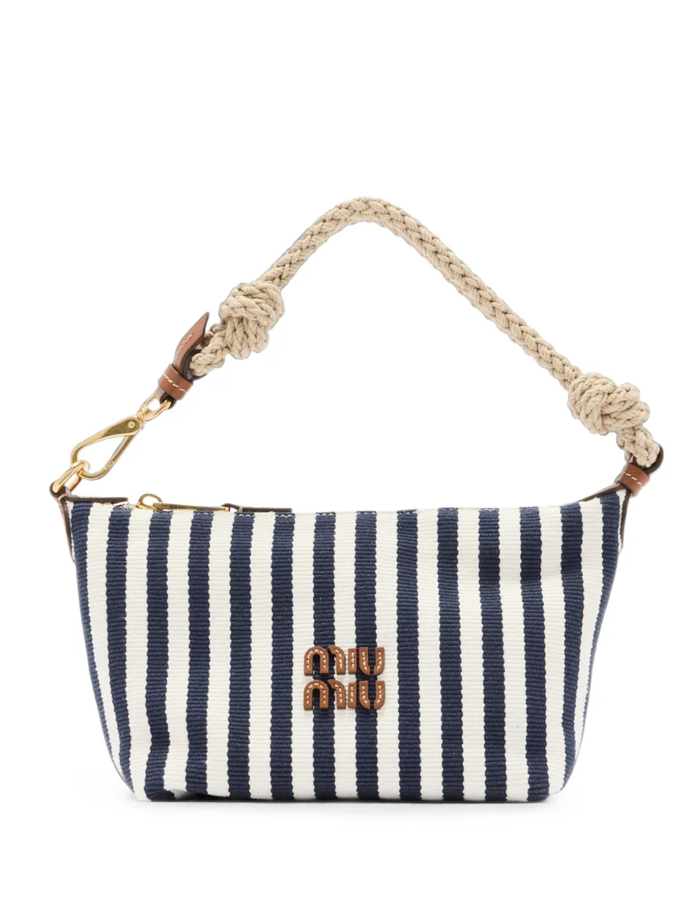 Miu Miu Spirit cotton and leather pouch · OS