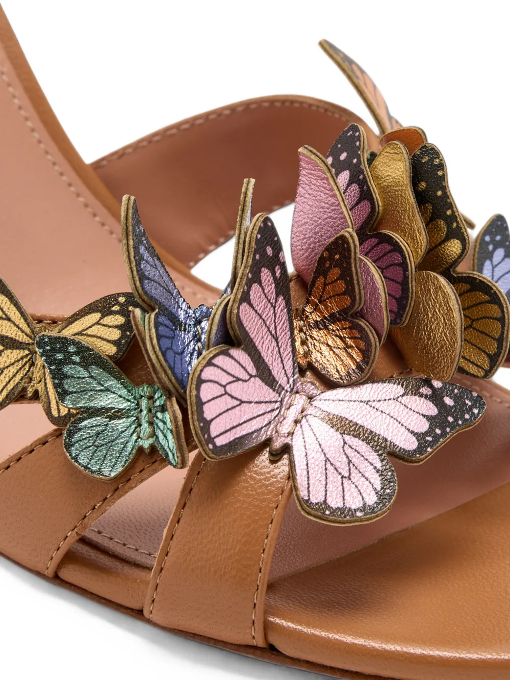 Aquazzura butterfly-embellished leather mules Beige