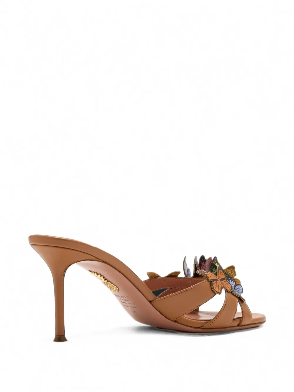 Aquazzura butterfly-embellished leather mules Beige