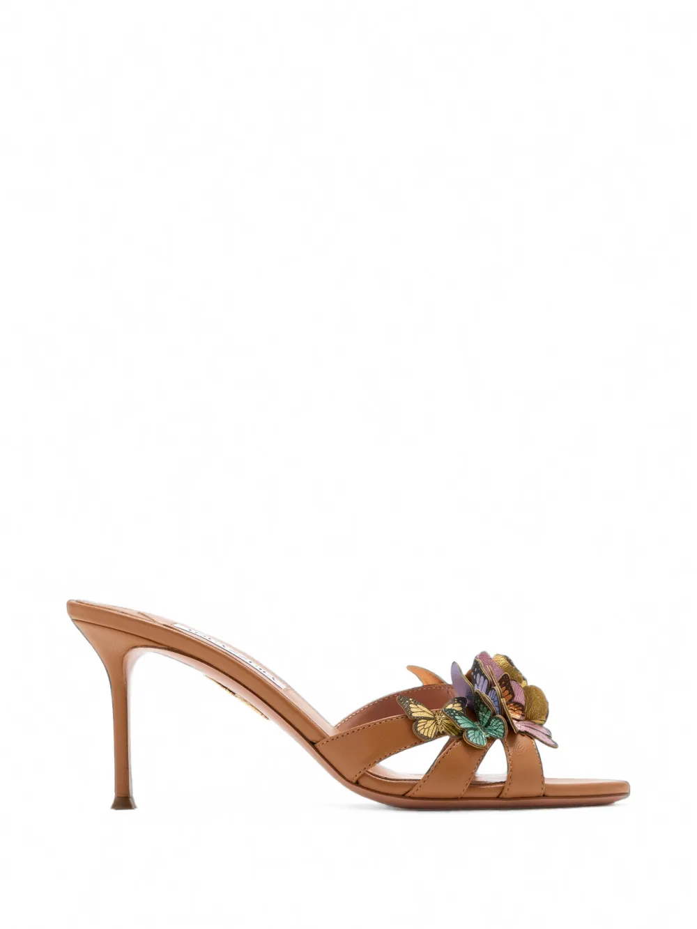 Aquazzura butterfly-embellished leather mules Beige