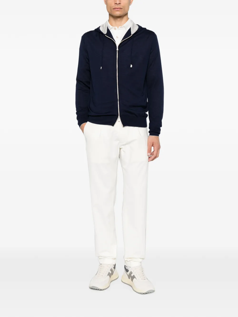 Eleventy Hoodie met trekkoord Blauw