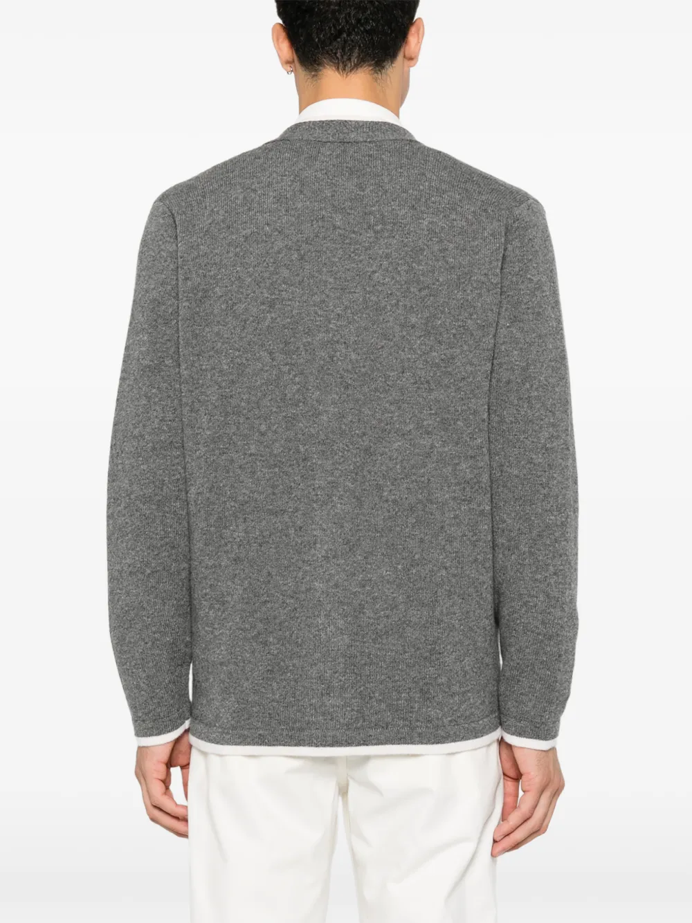 Eleventy contrast-trim cardigan Grijs