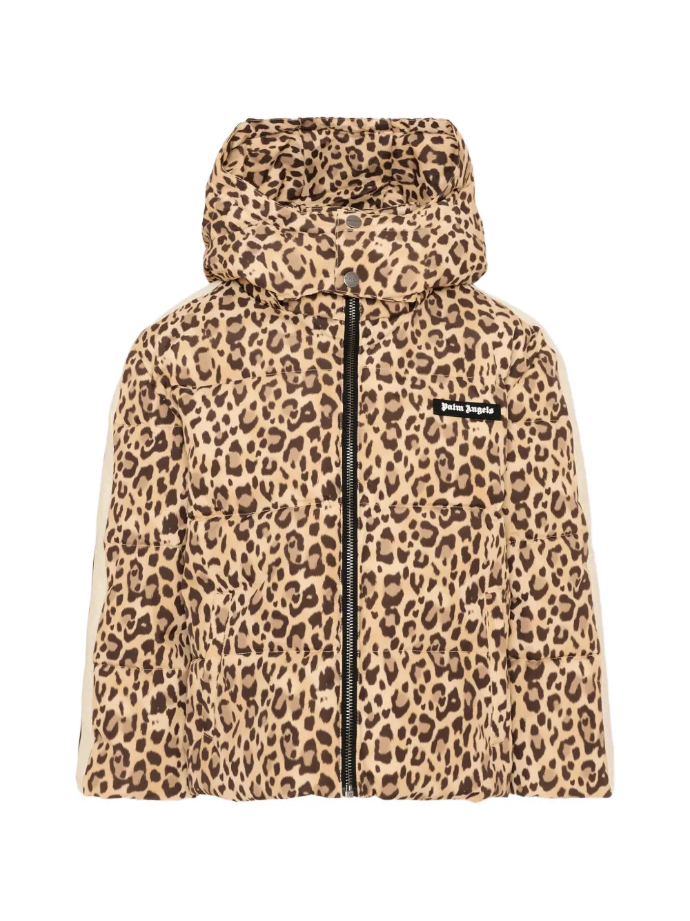 Palm Angels Kids leopard-print padded jacket - Nude