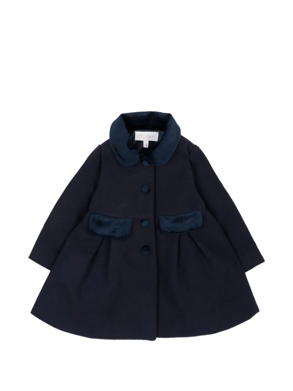 Patachou Faltenmantel mit Samtbesatz - Blau