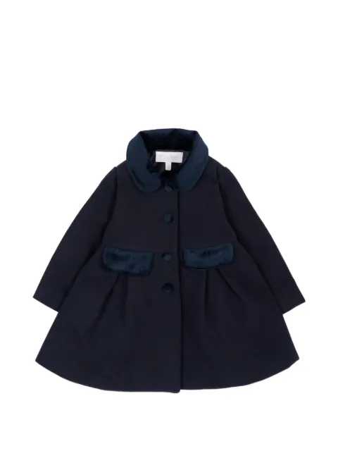 Patachou velvet-trim pleated coat