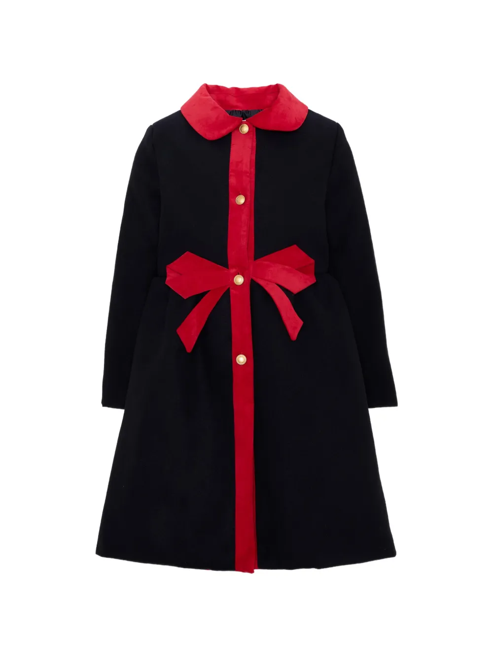 Patachou bow-detail Peter Pan-collar coat - Schwarz