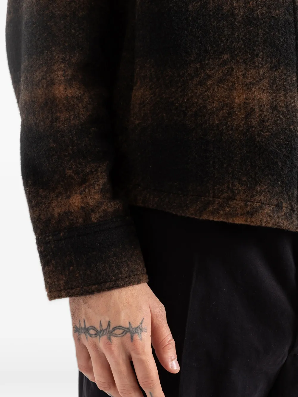 Moncler check jersey zip-up shirt jacket Zwart