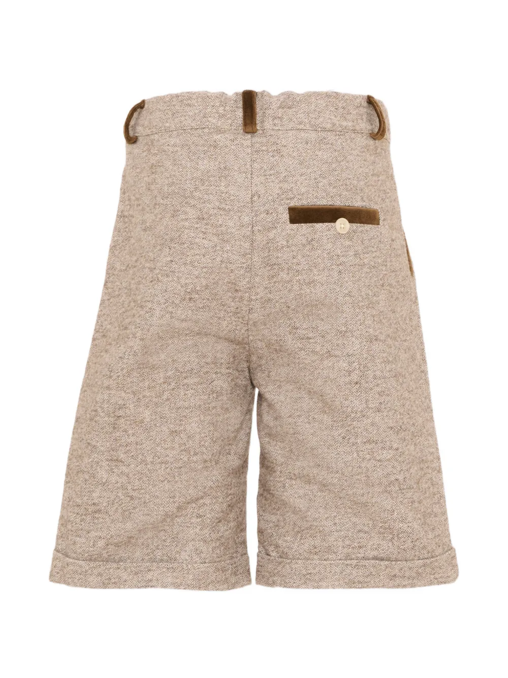 Patachou Shorts met visgraat-patroon en omgeslagen pijpen Beige