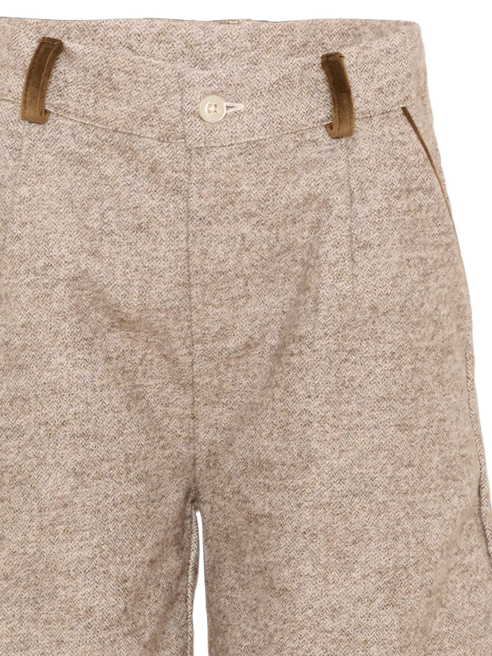 Patachou Shorts met visgraat-patroon en omgeslagen pijpen Beige