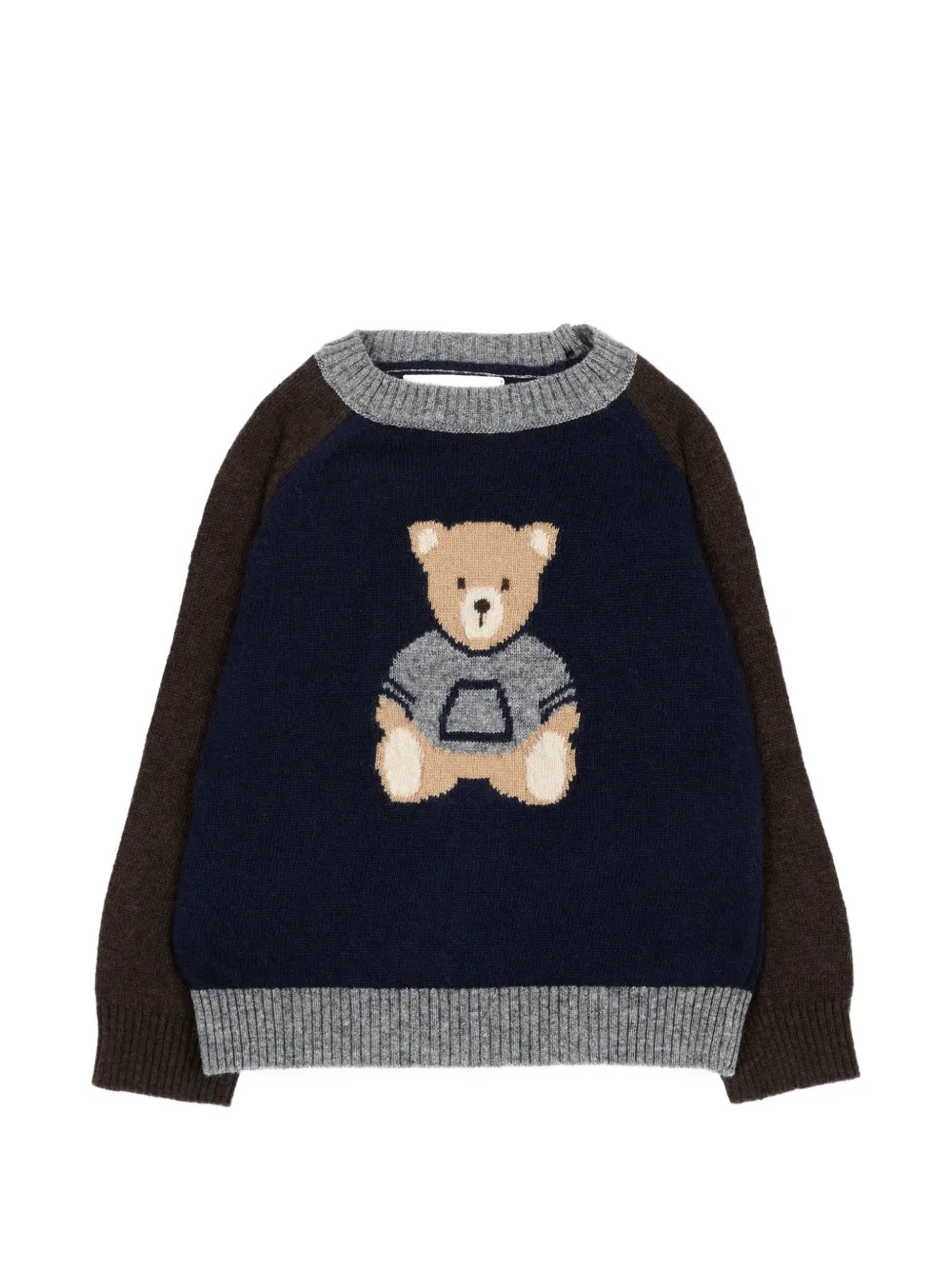 Patachou bear-intarsia raglan-sleeve sweater - Blu