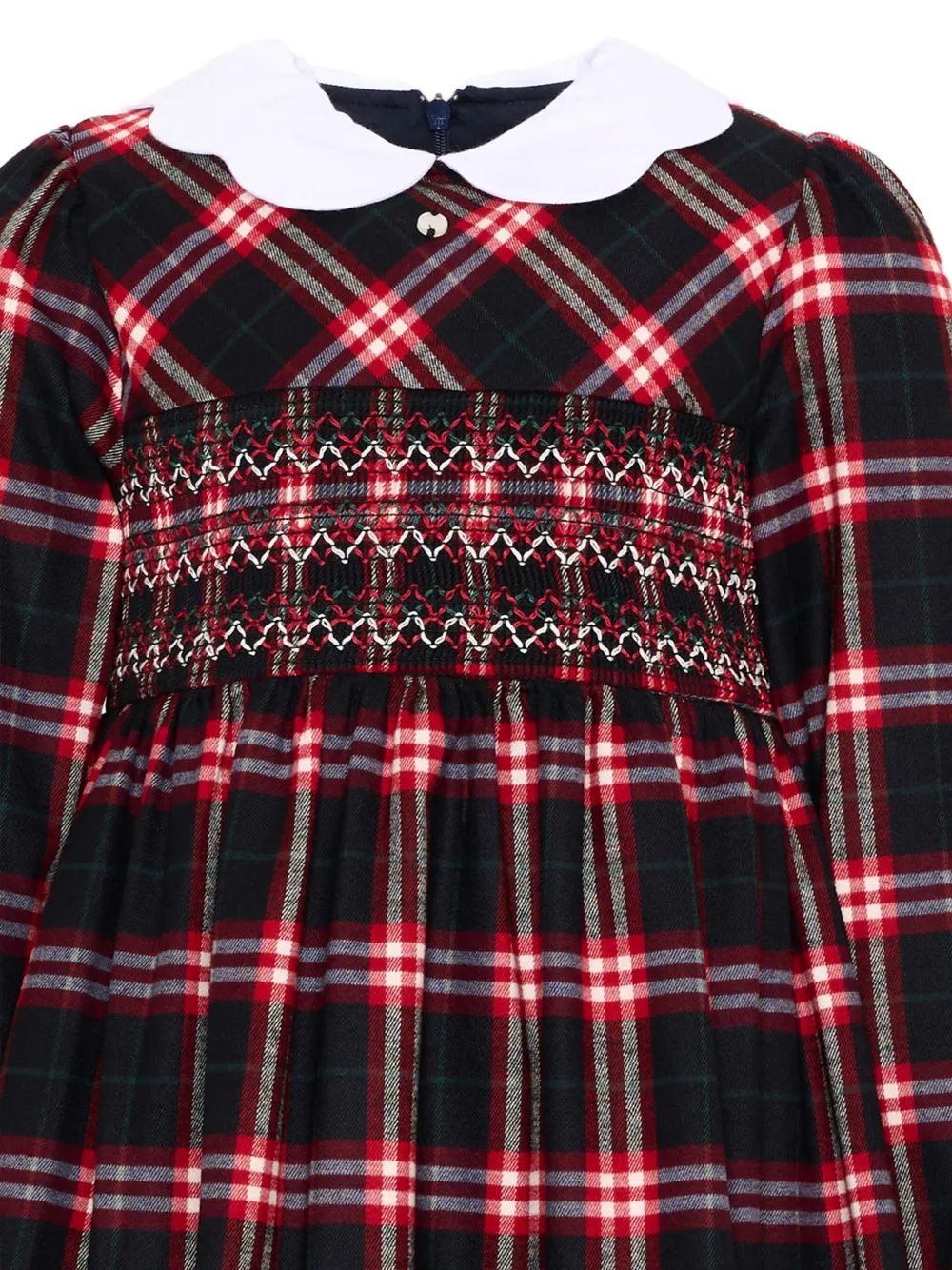 Patachou Gesmockte jurk met tartan ruit Zwart