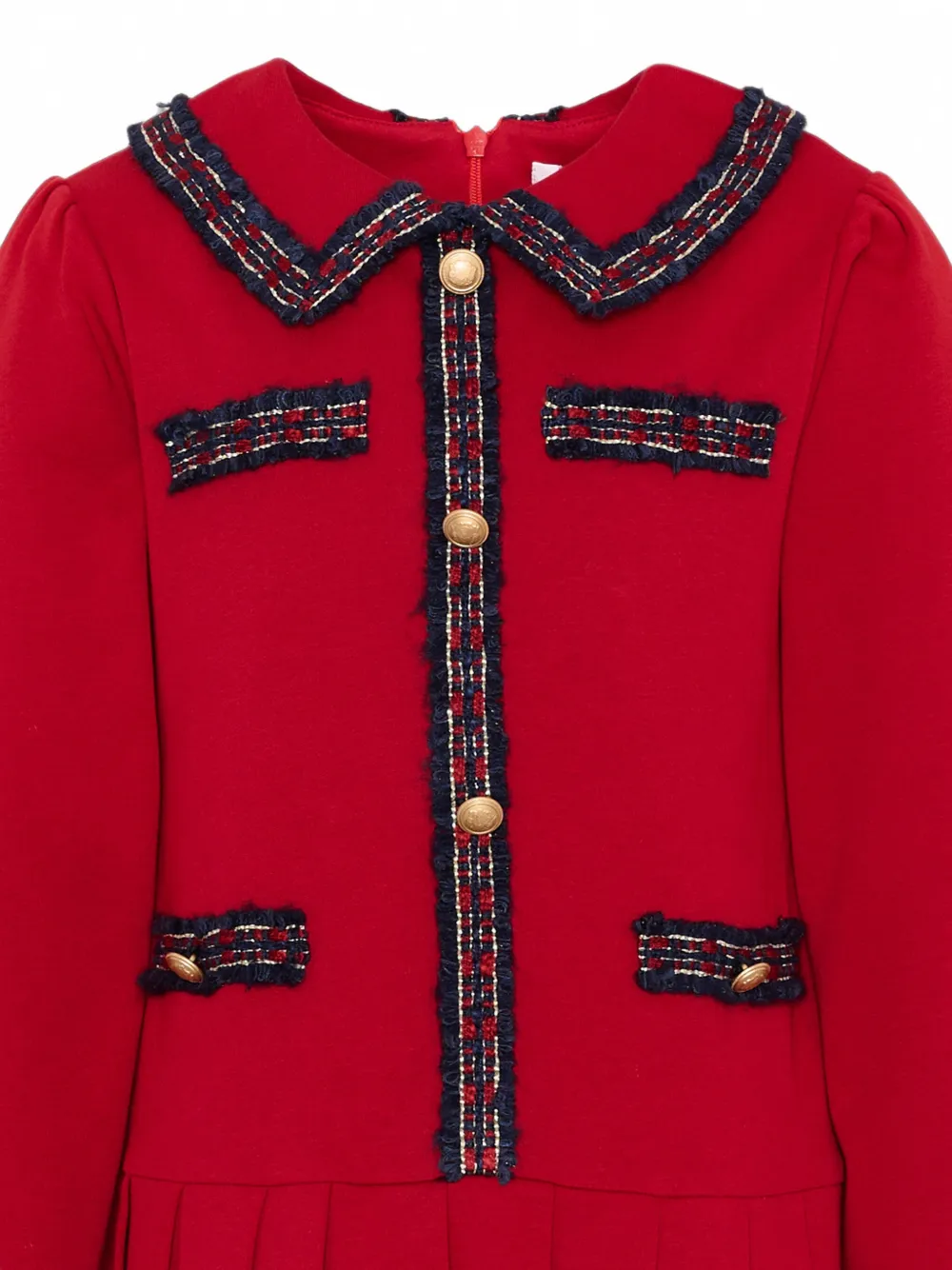Patachou Jurk met bouclé afwerking en plooien Rood