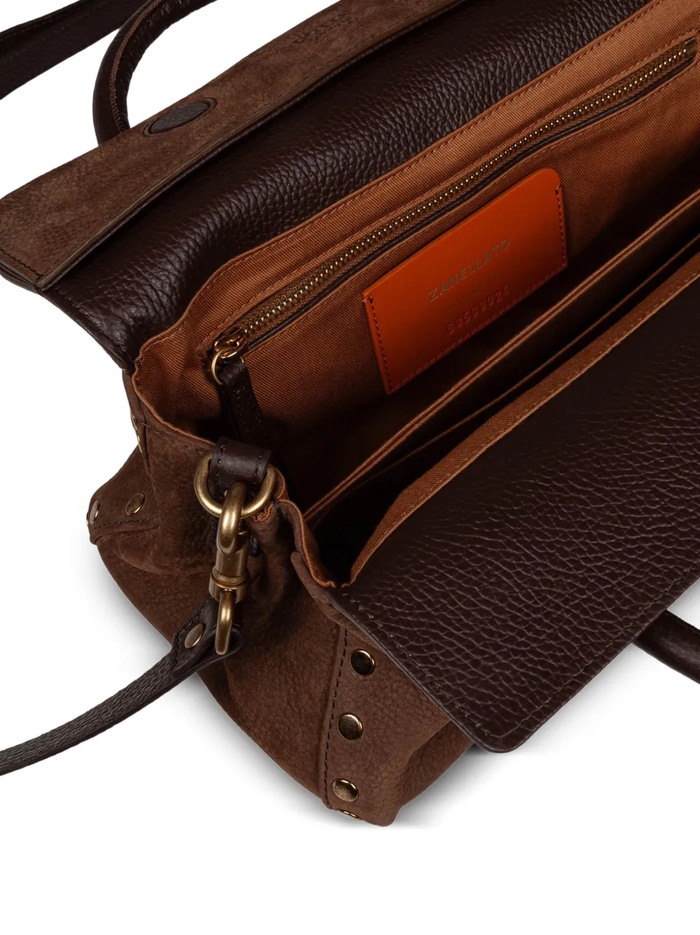 Zanellato Dotta Jones kleine shopper verfraaid met studs Bruin