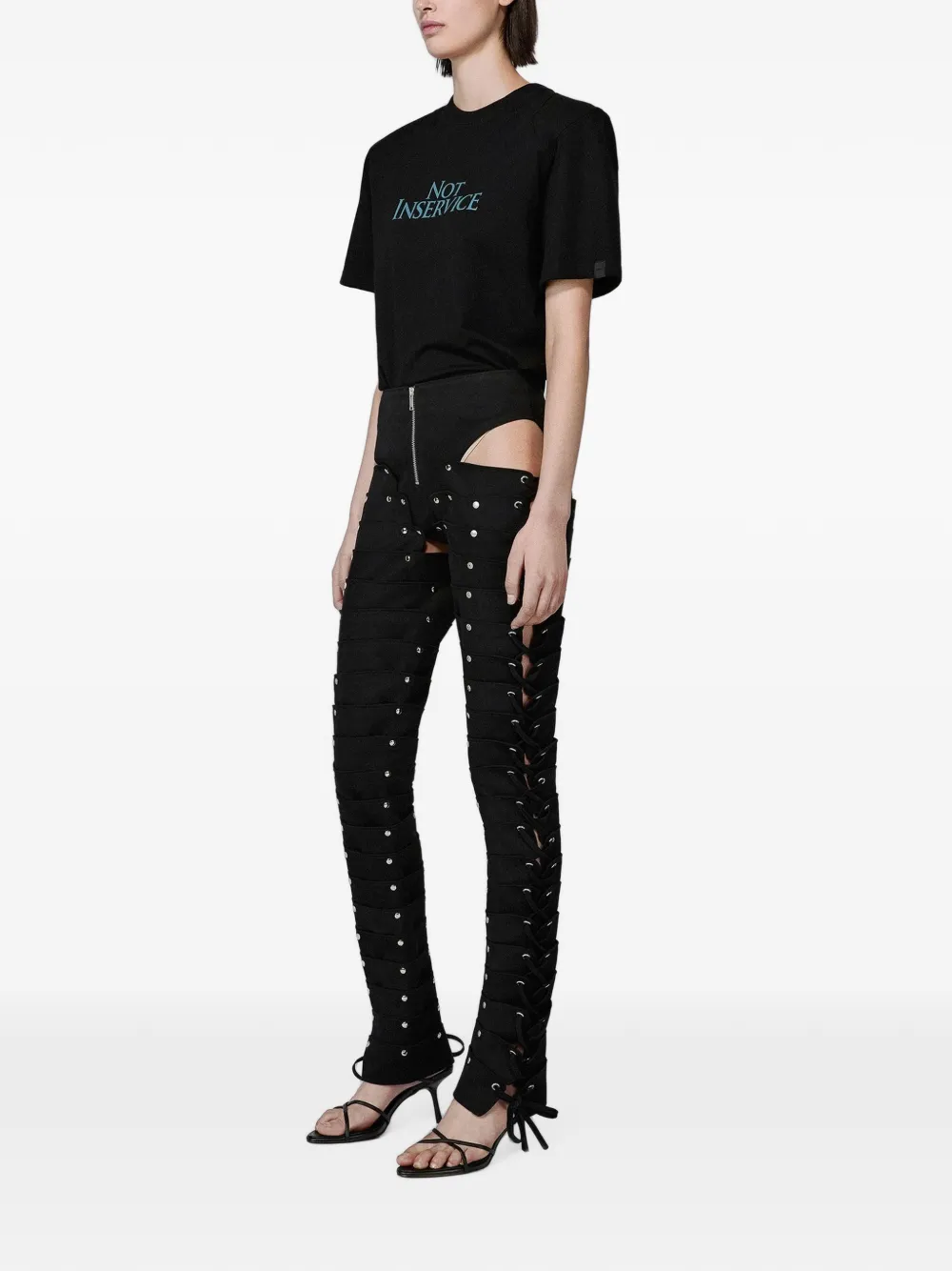Srvc Studio 로닌 스터드 레이스업 팬츠 In Black