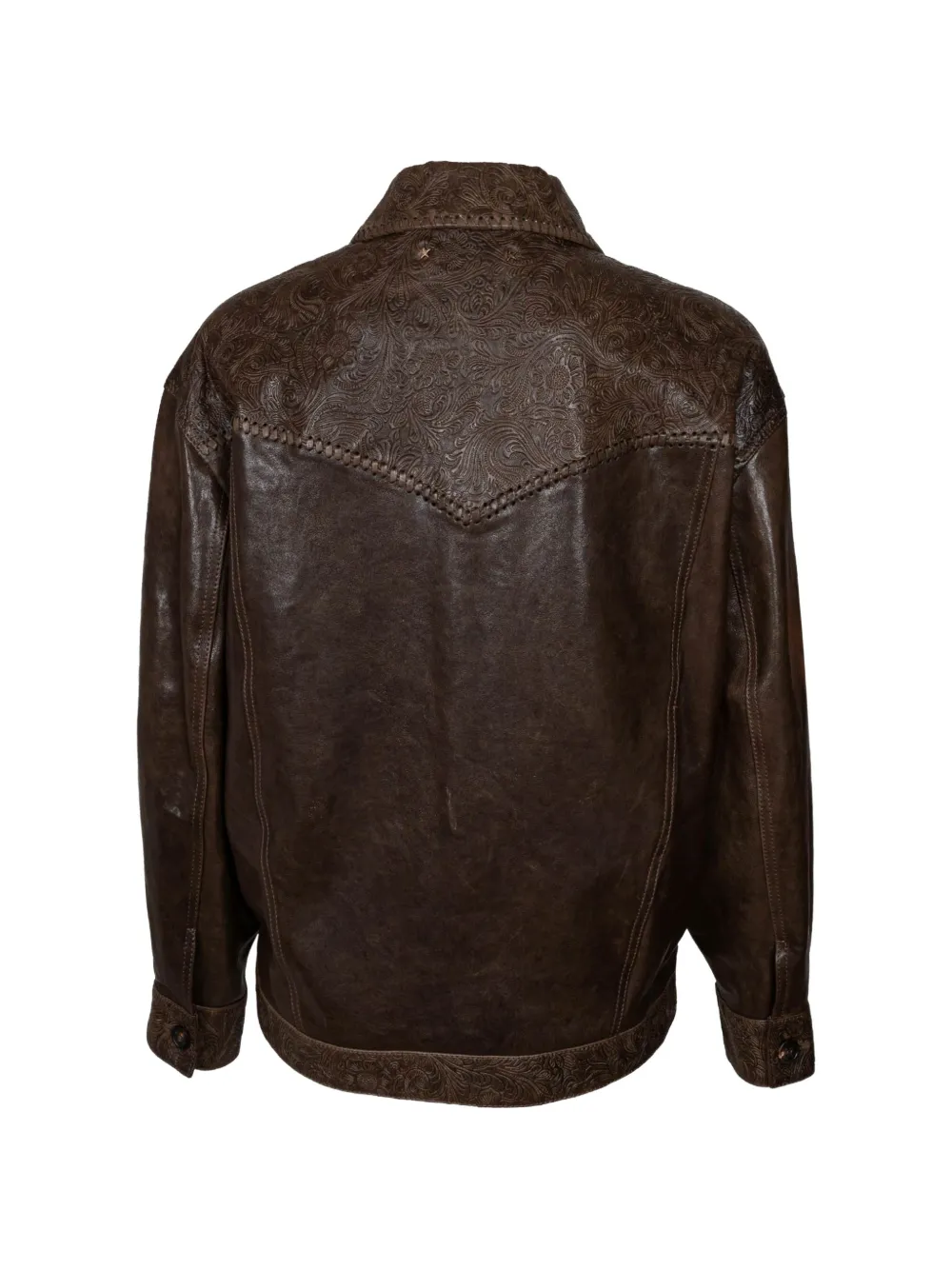 Golden Goose Journey floral-embroidery leather jacket Bruin