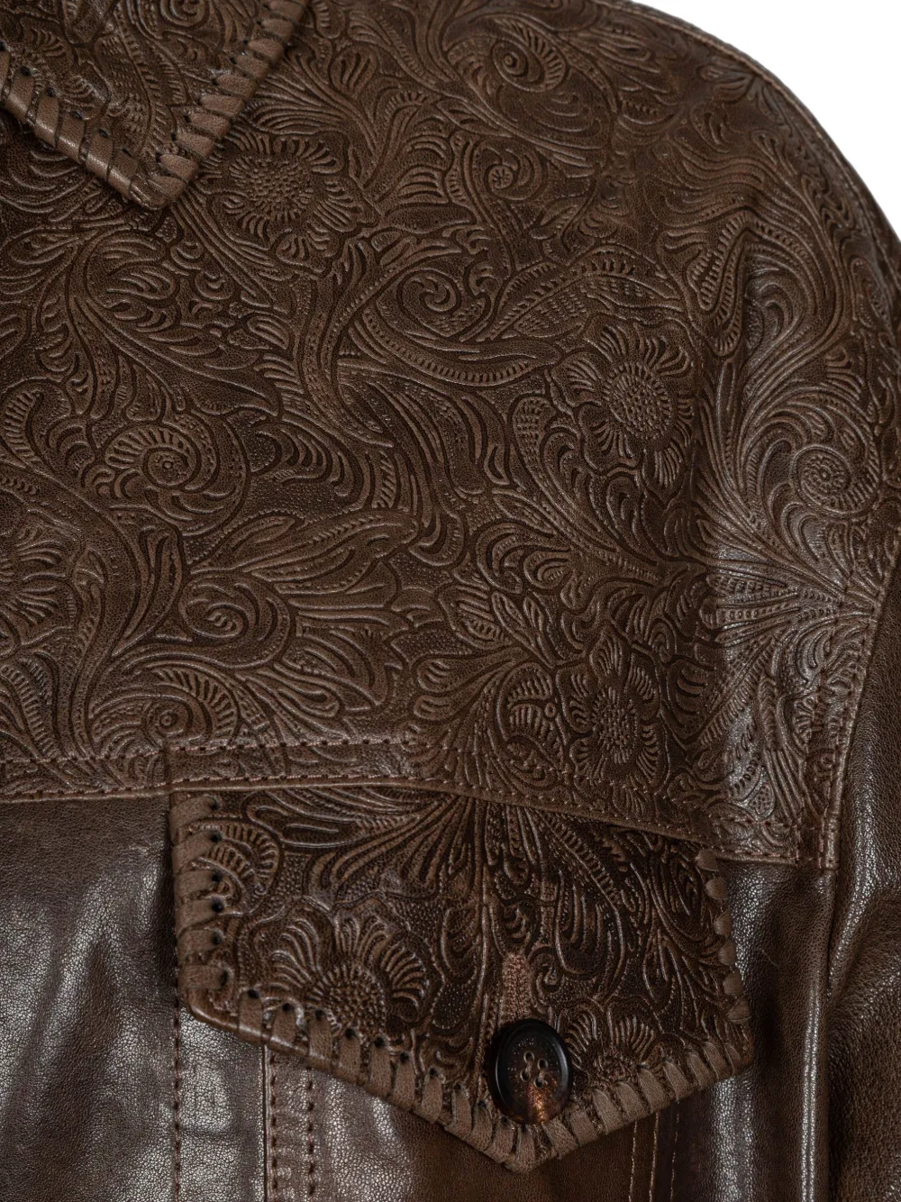 Golden Goose Journey floral-embroidery leather jacket Bruin