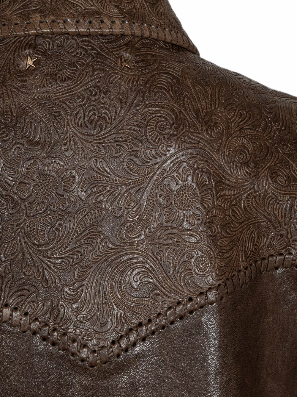 Golden Goose Journey floral-embroidery leather jacket Bruin
