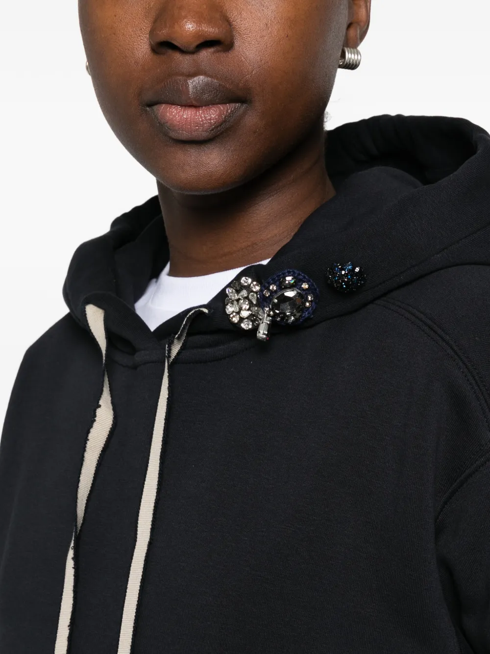 'S Max Mara Aurora hoodie met trekkoord en verfraaid met kristallen Zwart