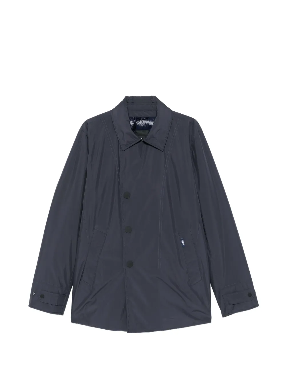 Add button-up logo-patch coat
