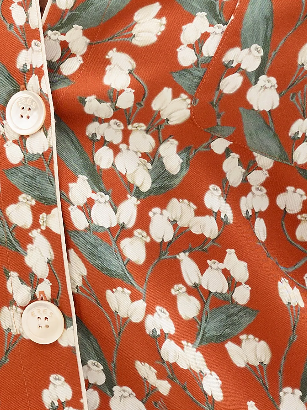 ERES Lisière zijden pyjamashirt met bloemenprint Oranje