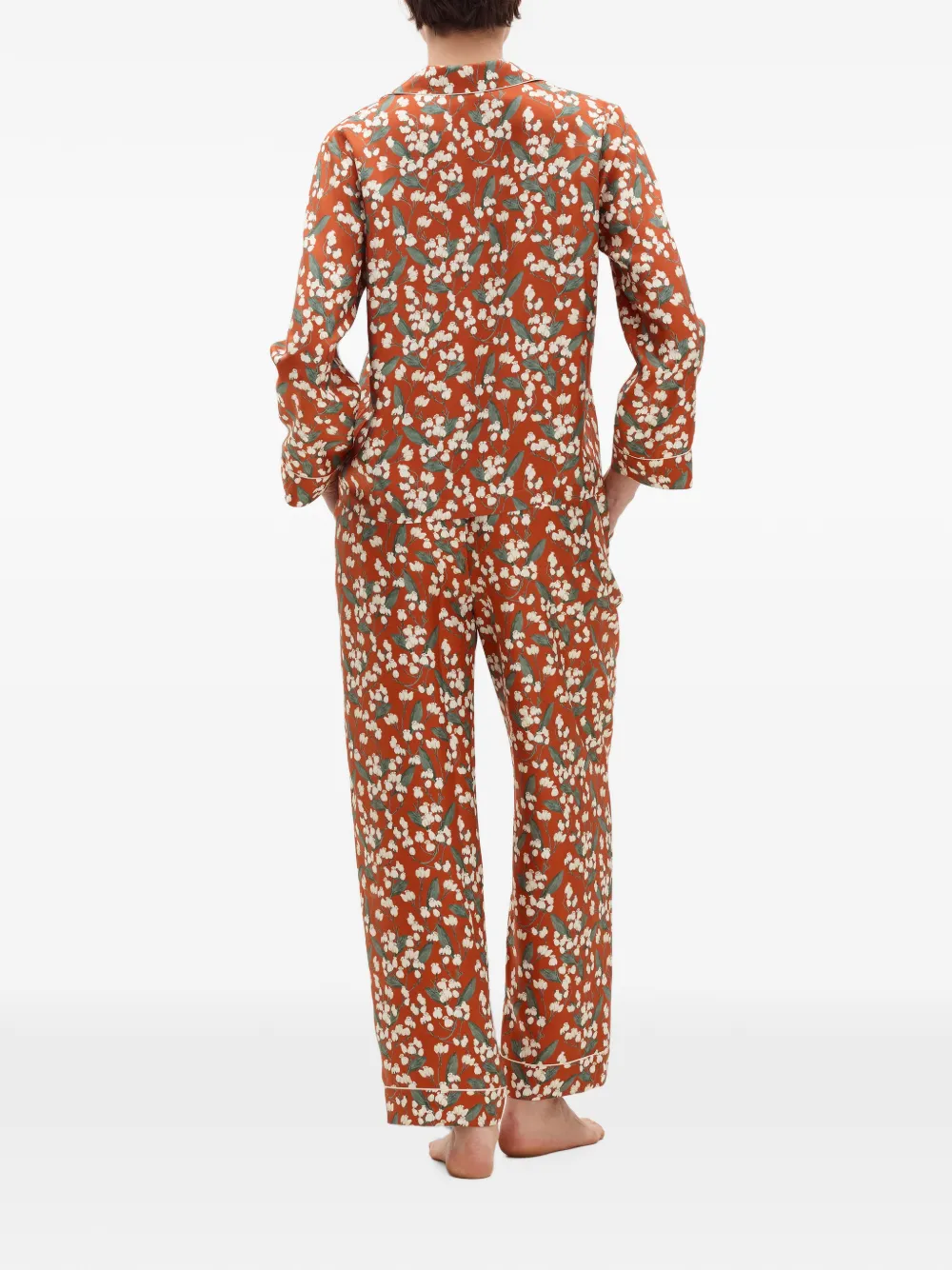 ERES Lisière zijden pyjamashirt met bloemenprint Oranje