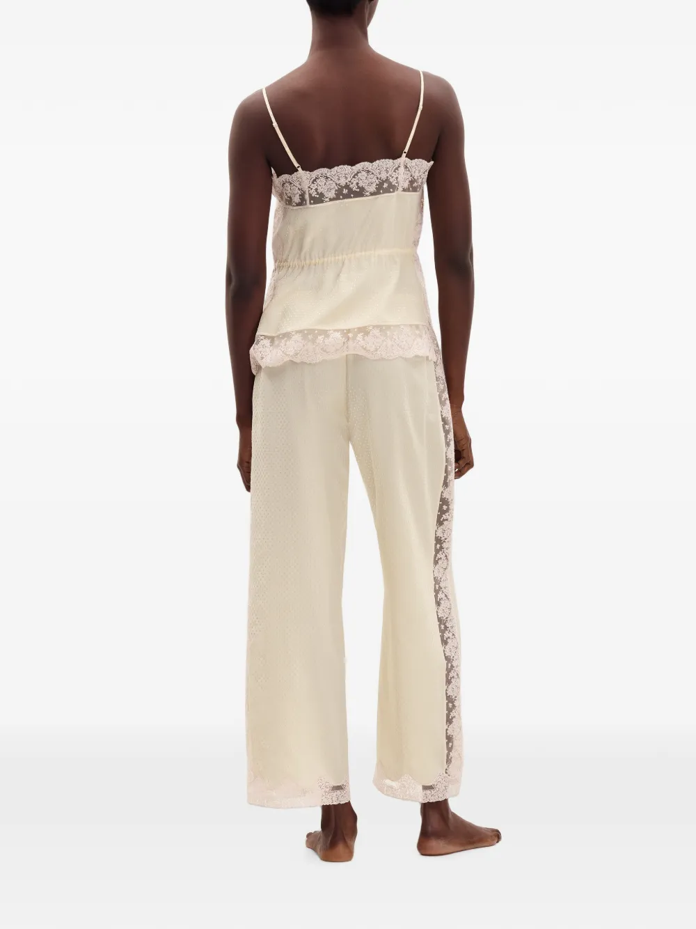ERES Translucide broek met kanten afwerking Beige