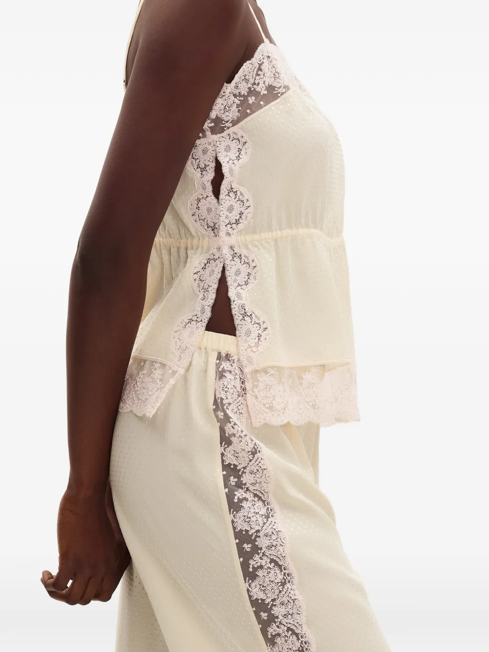 ERES Translucide broek met kanten afwerking Beige