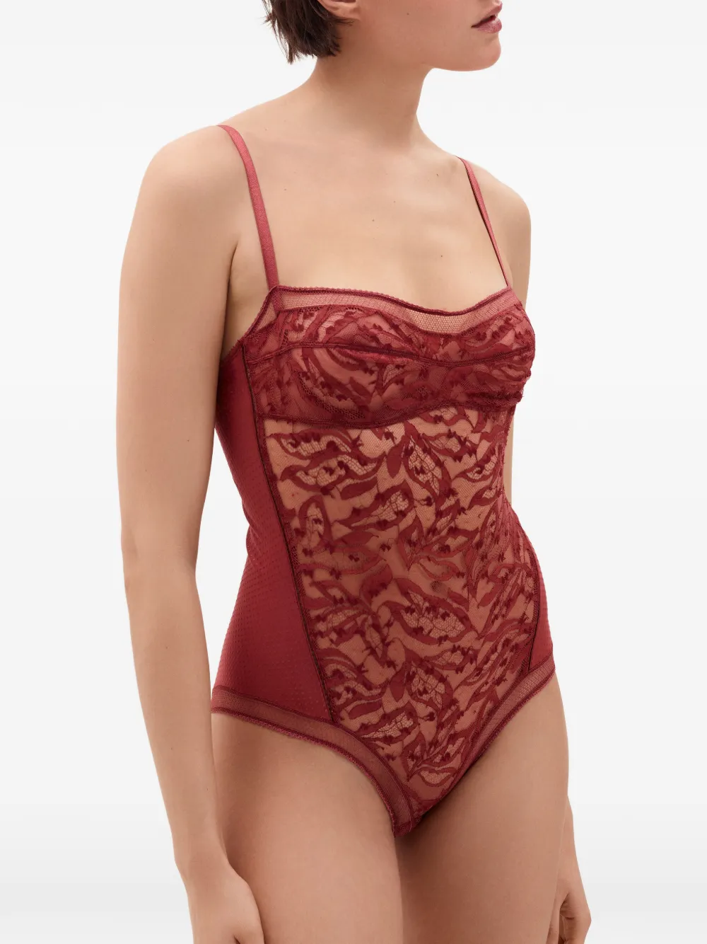 ERES Porte-Bonheur body met kanten vlakken Rood